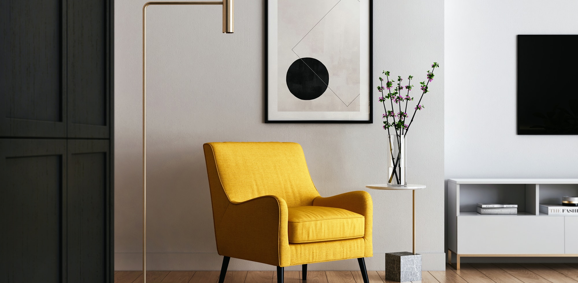 Minimal modern living room designed by Lemora Interiors
